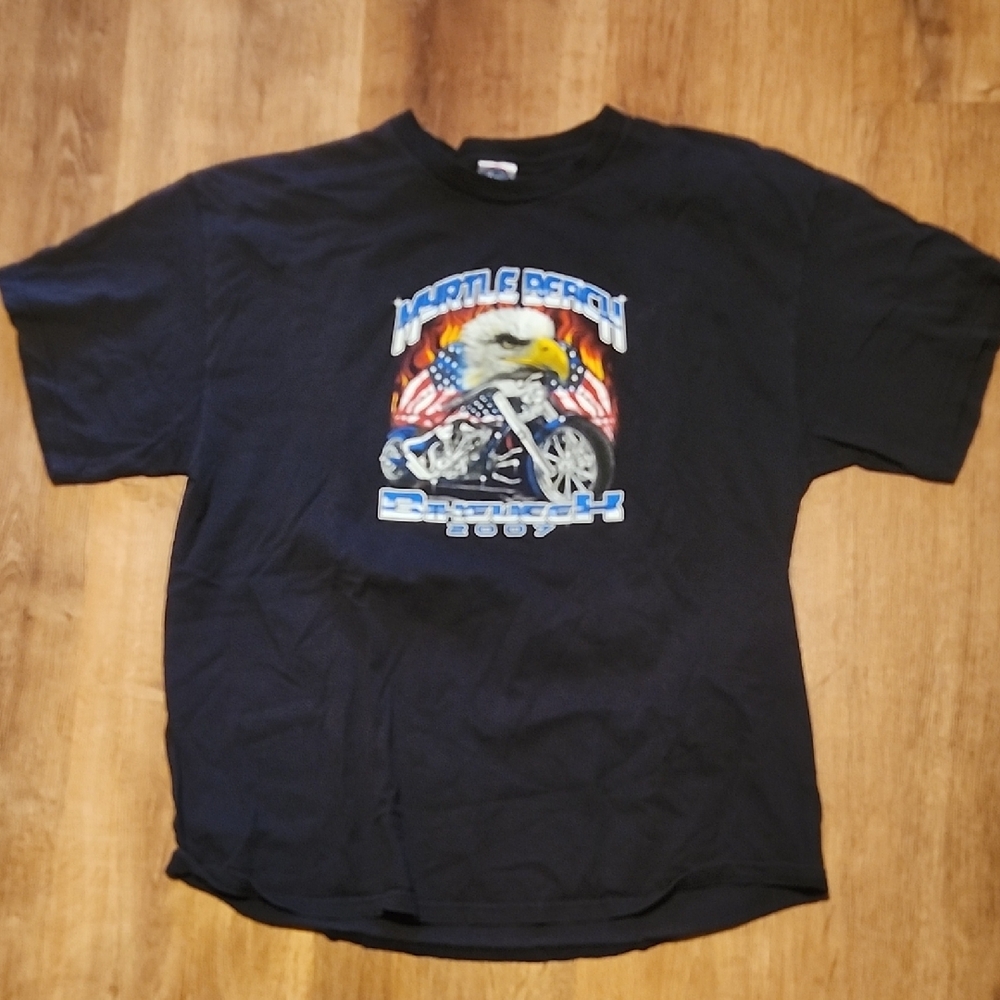 **5 For $20 Myrtle Beach Bike Week T-shirt w/ Eagle, Motorcycle, American Flags